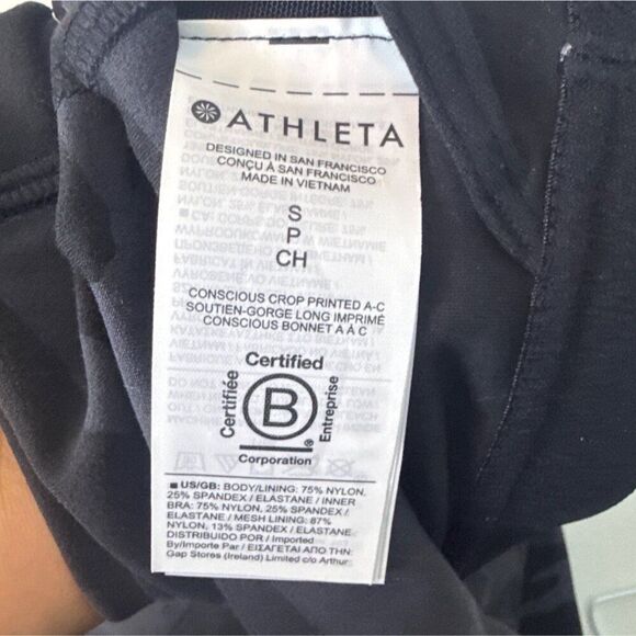 Athleta Camo Printed Sports Bra Padded Racerback Small Black Gray - Picture 4 of 4